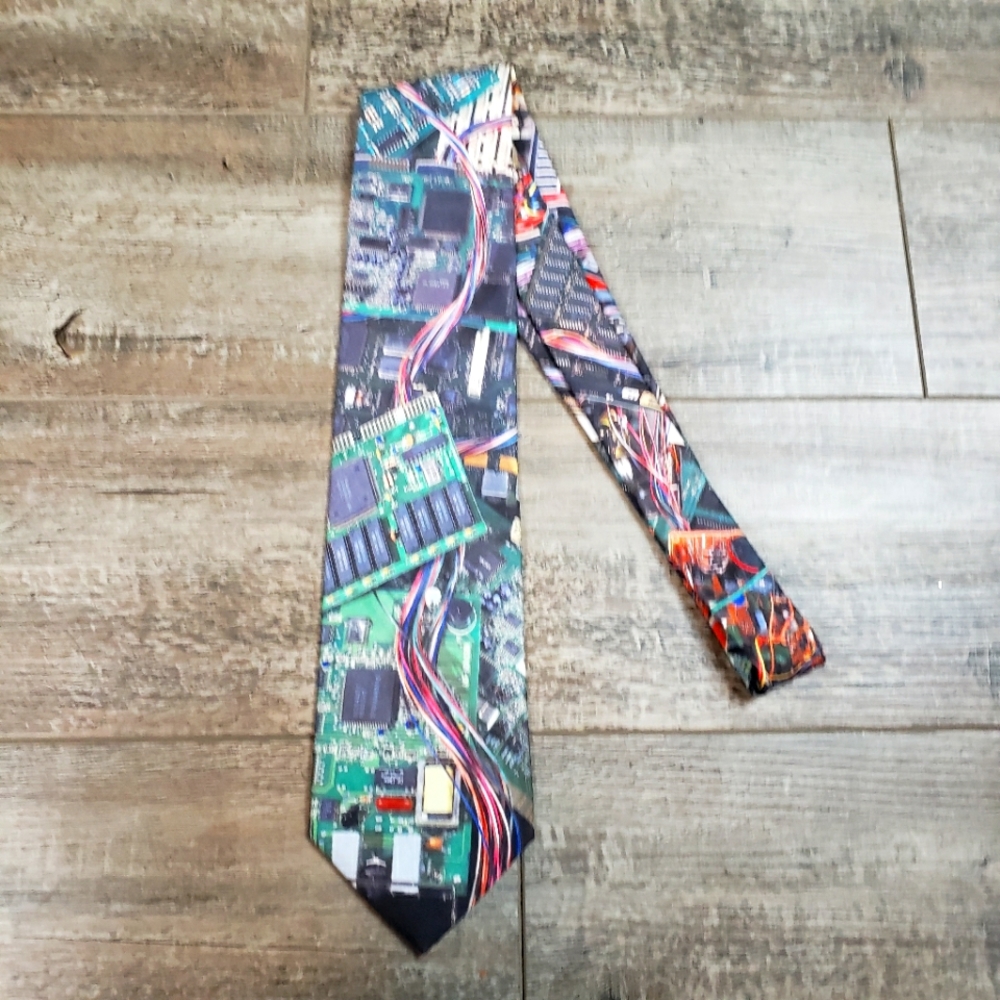 Vintage 1994 Computer Circuit Board Neck Tie Ralph Marlin